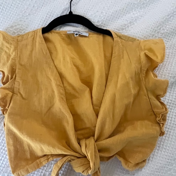 Sabo Skirt Yellow tie-front Crop - Picture 2 of 2